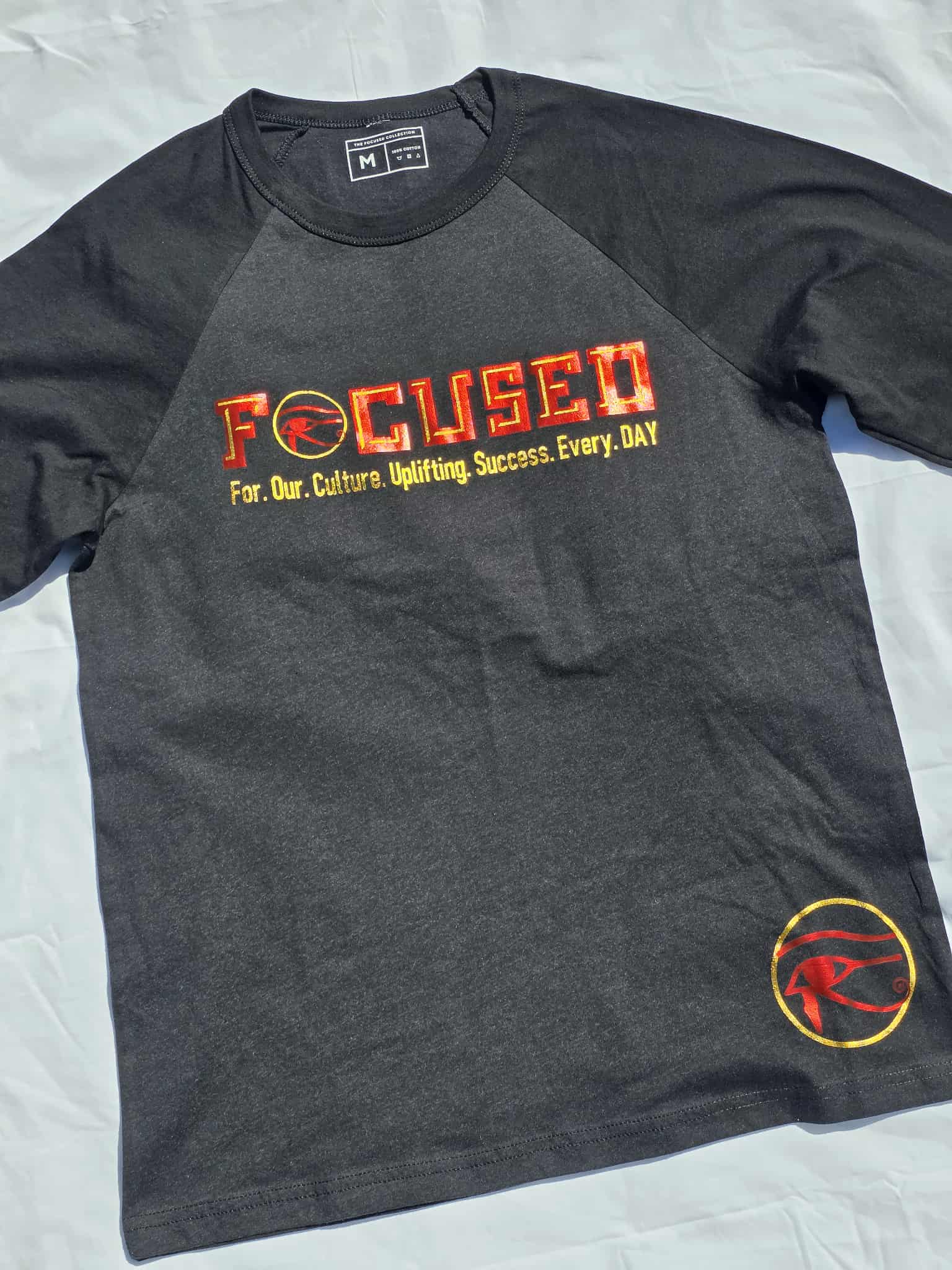 Black/Deep Gray Focused Baseball Tee